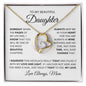 To My Beautiful Daughter Love Mom | Forever Love Necklace with Heartfelt Message