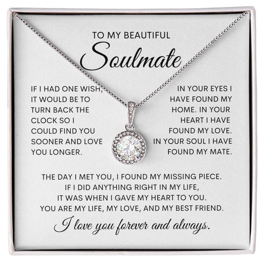 To My Beautiful Soulmate, I Found My Missing Piece Necklace | Eternal Hope Necklace with Heartfelt Message