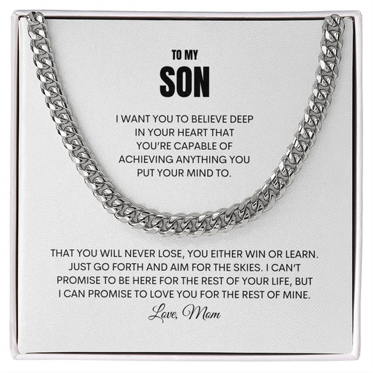 To My Son | Capable of Achieving Anything | Cuban Link Chain With Heartfelt Message