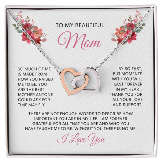 To My Amazing Mom | Love and Support | Interlocking Hearts Necklace with Heartfelt Message | Mothers Day