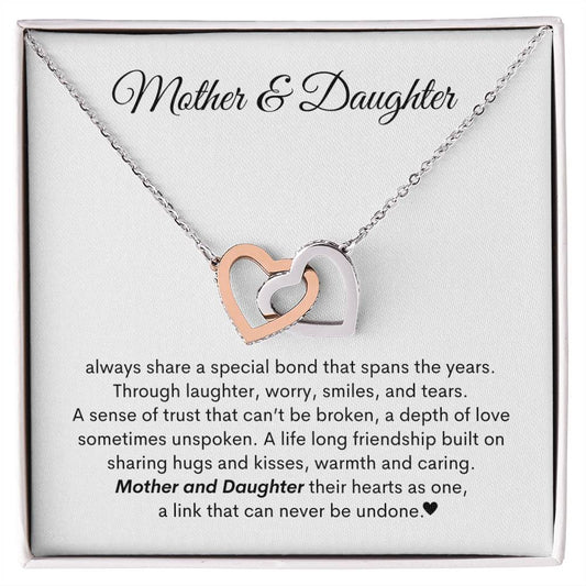 Mother Daughter | Special Bond | Interlocking Hearts Necklace with Heartfelt Message | Mothers Day