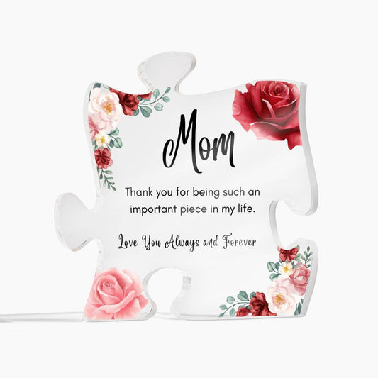 Gift for Mom | Engraved Acrylic Block Puzzle | Cool Mom Present from Daughter, Son | Heartwarming Mothers Day Gift