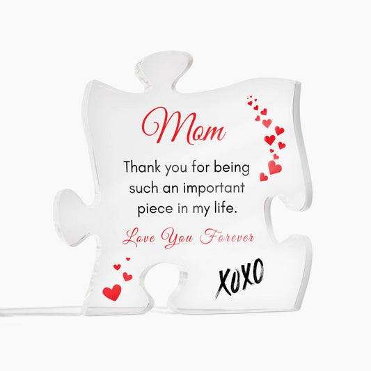 Gift for Mom | Engraved Acrylic Block Puzzle | Important Piece in my Life | Heartwarming Mothers Day Gift