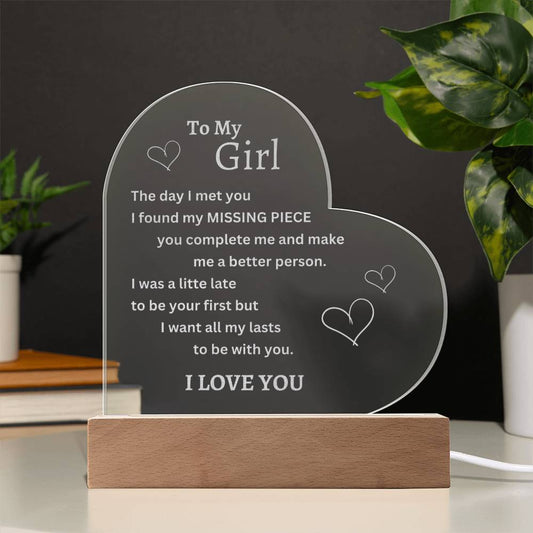 Romantic Gifts for Girlfriend, to My Girlfriend Engraved Night Light, I Love You Gifts for Her, Cute Girlfriends Birthday Anniversary Valentines Day Gifts for Her from Boyfriends