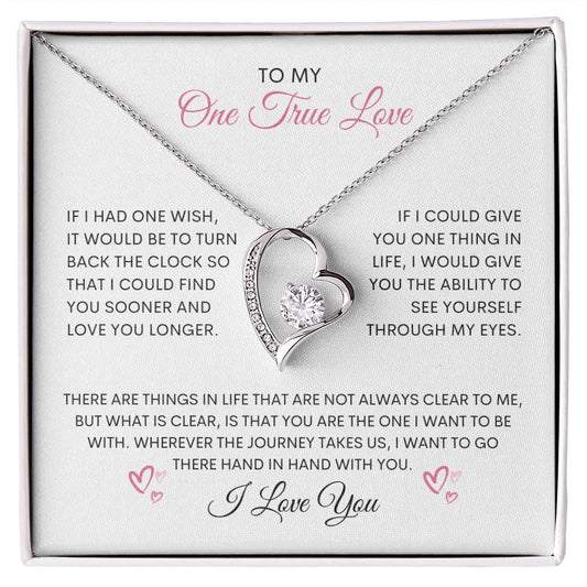 To My One True Love, Hand in Hand with You | Forever Love Necklace with Heartfelt Message