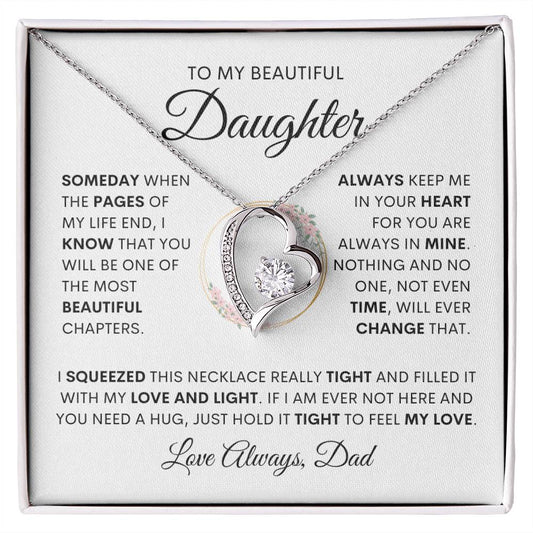 To My Beautiful Daughter Love Dad | Forever Love Necklace with Heartfelt Message