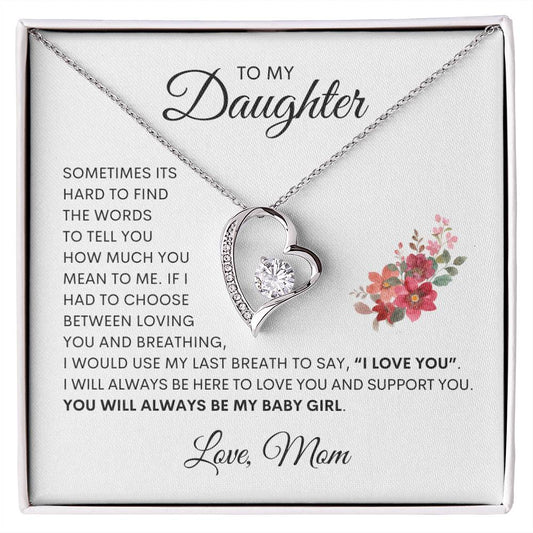 To My Daughter Love Mom | Always My Baby Girl | Forever Love Necklace with Heartfelt Message