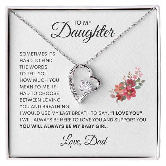 To My Daughter Love Dad | Always My Baby Girl | Forever Love Necklace with Heartfelt Message